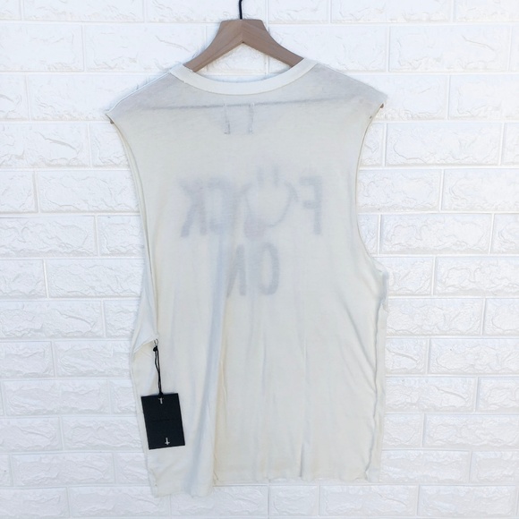 NWT UNIF F*ck On Cut Off Distressed Scoop Neck Top - Picture 4 of 5